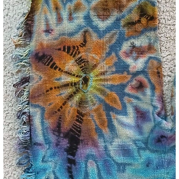 Gypsy Rose Tie Dye Wide Leg Size Large Pull On Hippie Fringe Tie Front - Picture 2 of 8